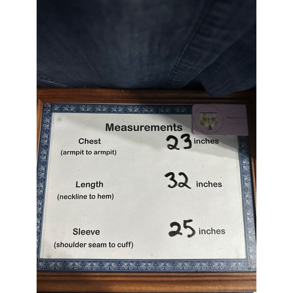 Chico’s size 3 (XL) blue button front long sleeve pockets tunic top - Picture 7 of 7